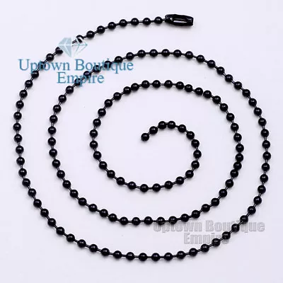 16-30  Men Stainless Steel Black Dog Tag Ball Chain Necklace Link • $7.99