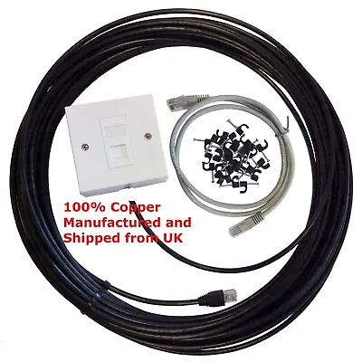 £9.99 • Buy 5m-100m Cat5e 100% Copper External Socket To RJ45 Plug Ethernet Extension Lot 