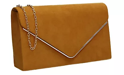 Womens Oscar Faux Suede Ladies Clutch Bag Envelope Wedding Prom Party Evening  • £13.99