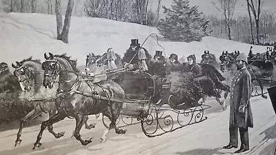 Sleighing In Central Park  New York City By  De Thulstrup 1888 Vintage  Print • $24.99