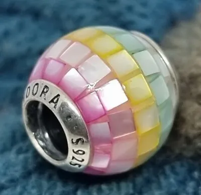Genuine Pandora Silver & Mother Of Pearl Rainbow Mosaic Charm 💕 S925 ALE  • £40