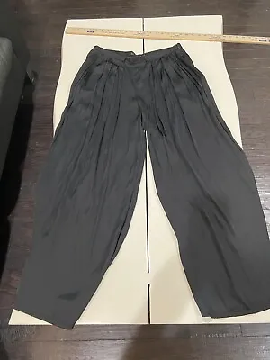 $18.37 • Buy NWOT ZARA Satin Wide Leg Pant High Waist Flowing Pleated Trousers, Size M, Black