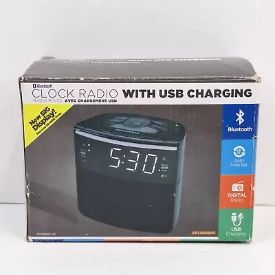 Bluetooth Clock Radio Auto Set Dual Alarm USB Charging SYLVANIA SCR1986BT-AS • $22.99