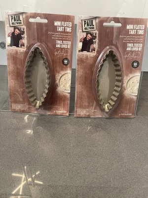 £10.99 • Buy Paul Hollywood Non-Stick Mini Fluted Tart Tins Pack Of 4 Tins X 2 Packets