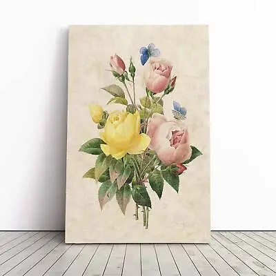 £22.95 • Buy Roses & Butterflies Flowers Pierre-Joseph Redoute Canvas Wall Art Print Picture