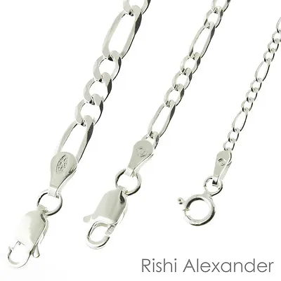 925 Sterling Silver Figaro Link Anklet Stamped .925 Italy All Sizes • $5.99