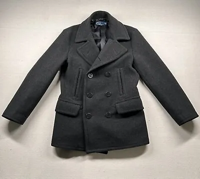 Polo Ralph Lauren Pea Coat Mens Medium Wool Military Double Breasted Nautical • $91.99