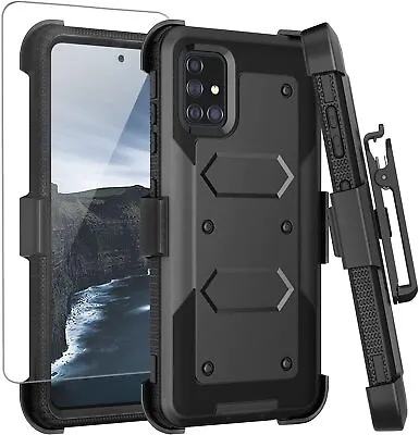 For Samsung Galaxy A71 5G Armor Rugged Case Belt Clip Holster +Tempered Glass • $10.79