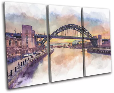 £34.99 • Buy Tyne Bridge Newcastle Landmarks TREBLE CANVAS WALL ART Picture Print