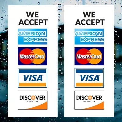 Novosta Credit Card Sign - 2 Pack - We Accept - Visa MasterCard Amex And Di... • $12.76