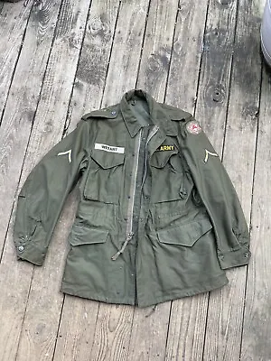 M 1951 Field Jacket US Army Korean War Size Regular Small With Patches OG 107 • $150