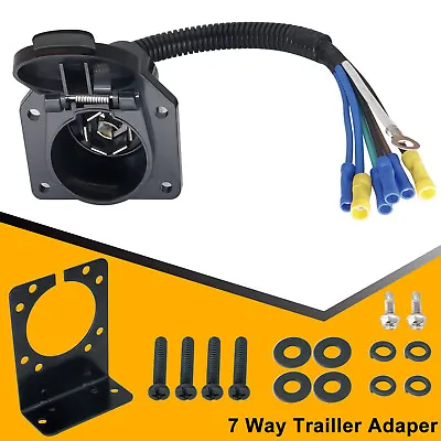 7 Pin 7 Way RV Style Trailer Connector Socket Extra Wiring Mounting Plug Bracket • $14.29