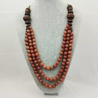 Massive Multi-row Necklace Wood And Bakelite Free Shipping. • £201.07