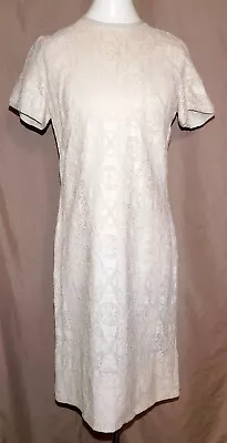 Vintage L'AIGLON Ivory Lace Overlay Sheath Dress Size 16 • $54.95