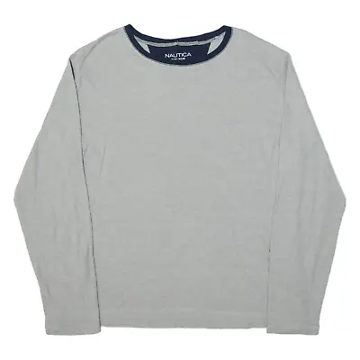 NAUTICA Waffle Knit Mens T-Shirt Grey Long Sleeve L • £11.99