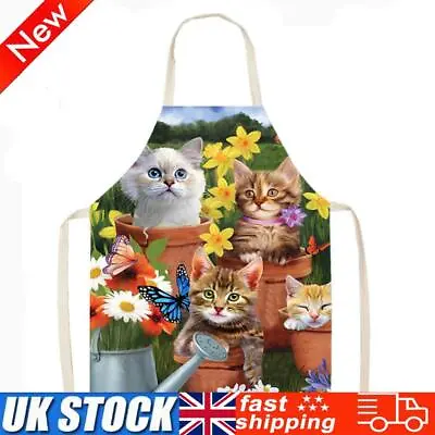 Jar Cats Printed Kitchen Cooking Apron Sleeveless Cotton Linen Pinafore For Men • £5.09