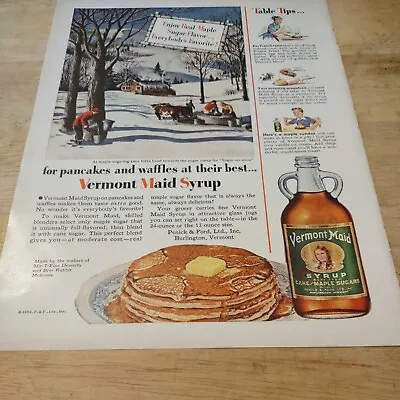 1957 Vermont Maid Syrup Pancakes And Waffles Magazine Ad • $3.75
