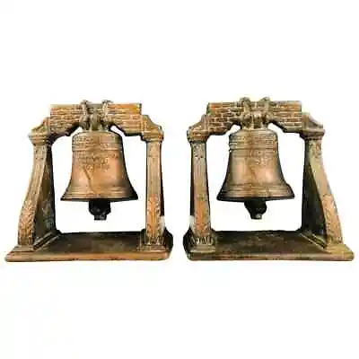 Antique Decorative Cast Bronze Mission Bell Sculpture A Pair • $850