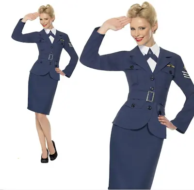 New Smiffys Womens WW2 RAF Air Force Captain Uniform Fancy Dress Costume M 12-14 • £29.75