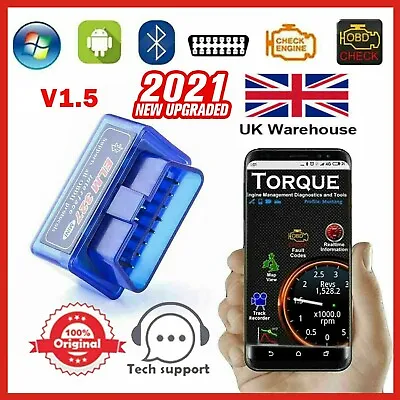 ELM327 V1.5 Bluetooth Mini OBD2 Scanner Adapter Diagnostic Tool Torque Android • £5.99