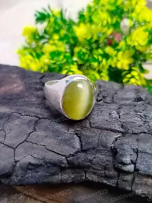 Natural Chrysoberyl Cats Eye Ring Sterling Silver Ring Gift For Men Ring Jewelry • $54