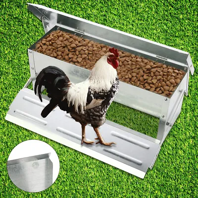 5KG Automatic Treadle Chicken Feeder Poultry Self Opening Ratproof Outdoor Metal • £27.99