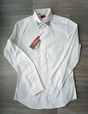 Devil's Advocate White Leopard Long Sleeve Shirt Size S New With Tags RRP £55 • £12.99