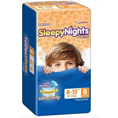 $26.50 • Buy 1 X Baby Love Sleepy Night Pants 8-15 Yrs (24-57 Kgs) - 8 Pack 