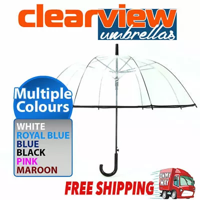 Birdcage Clear Dome Umbrella Wedding Rain Transparent Parasol Automatic • $17.95
