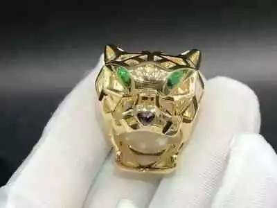14K Yellow Gold Plated 1 Ct Pear Lab-Created Emerald Men's Panther Custom Ring • $123.99