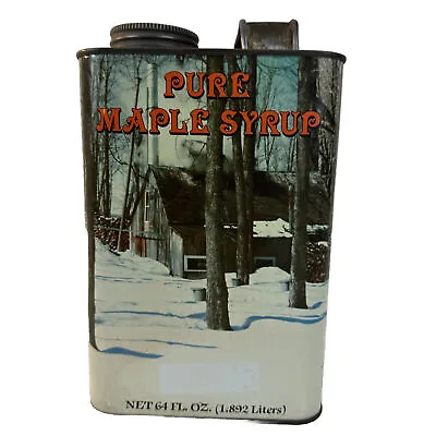 Vintage 1984 Pure Maple Syrup Tin Can 64oz Swanton VT Empty Horse Barn Graphics • $21.99