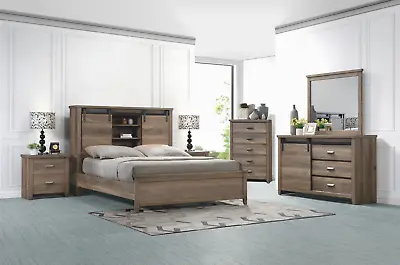 NEW Modern Queen King 5PC Bedroom Set Rustic Brown Farmhouse Furniture B/D/M/N/C • $1269.99
