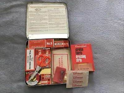 Vintage  Metal Tin First Aid Kit Case Box Sold By Boots. Complete / Unused 1960s • £14.95