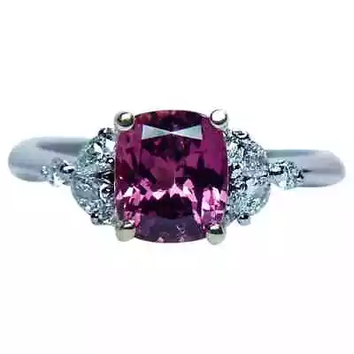 Vintage 1 7ct Cushion Rose Natural Sapphire Diamond Ring 18K Gold Platinum Cert • $1