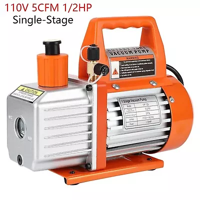 5CFM 1/3HP Rotary Vane Vacuum Pump HVAC AC Air Tool Single-Stage With Oil Bottle • $89.99