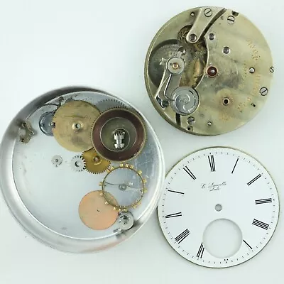 Antique 43mm Leonville Hunter Pocket Watch Movement Meylan W Snail Cam For Parts • $100