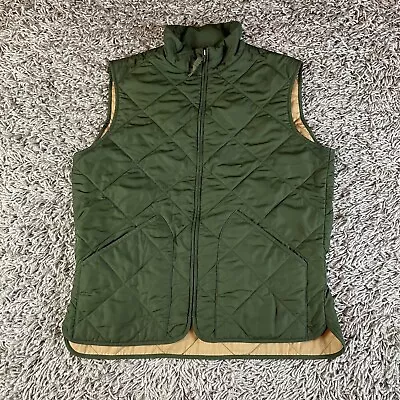 J. Crew Vest Mens Small S Green Quilted Walker Puffer Lined Full Zip $75 Logo • $35