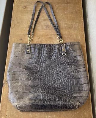 Michael Kors Gray Gold Embossed Alligator Tote Shoulder Bag • $39.99