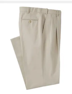 Roundtree Yorke Mens New Travel Smart Pants Trousers Big Man 44 4B 44x34 Tan NWT • $32.50