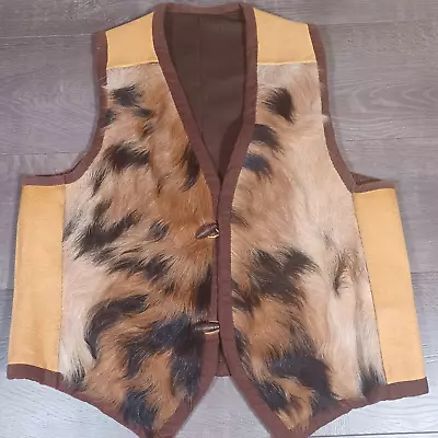 Vintage Handmade Cowhide Cow Hair Pioneer Vest Mens • $120