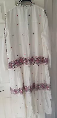 Zara SS23 Long White Dress With Multicoloured Embroidery XS Ethnic Boho Kaftan • $62.16