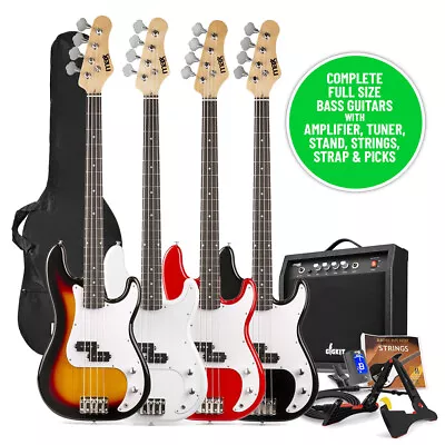 Electric Bass Guitar 4 String With Amplifier And Accessories - Colour Choice • £159