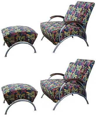 2002 Milo Baughman For Thayer Coggin Mid Century Modern Lounge Chairs Ottomans • $3400