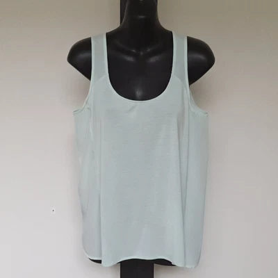 $12 • Buy 'forever New' Ec Size '10' Pale Green Sleeveless Mixed Sheer Stretch Fabric Top