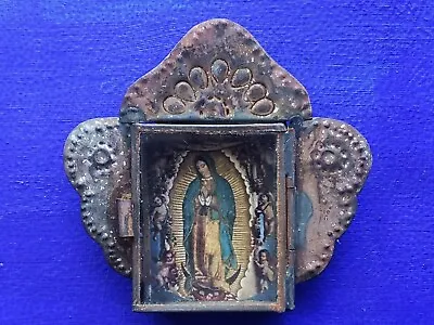 Our Lady Of Guadalupe Mexican Rustic Rusty Tin Nicho Wall Hanging Virgen • $18.99
