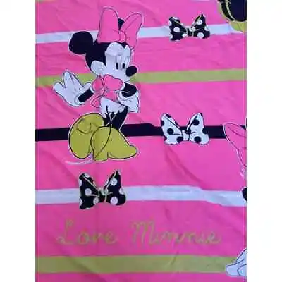 Disney Love Minnie Mouse Neon Hot Pink Bow Fabric Shower Curtain • $9.95