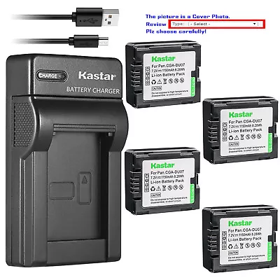 Kastar Battery Slim Charger For Panasonic CGR-DU07 CGA-DU07 & PV-GS19 PV-GS29 • $29.59