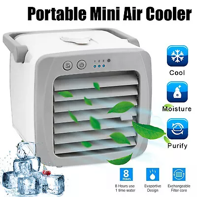 Mini Air Cooler Fan Portable Conditioner Humidifier Purifier USB Room Cooling • £9.95