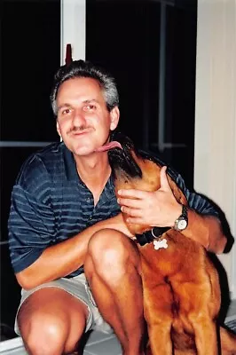 1990s Original Color Photo 4x6 Man Brown Pet Dog Portrait D35 #48 • $3.50