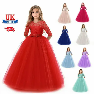 £12.99 • Buy Flower Girl Princess Dresses Party Wedding Bridesmaid Formal Gown Kid Maxi Dress